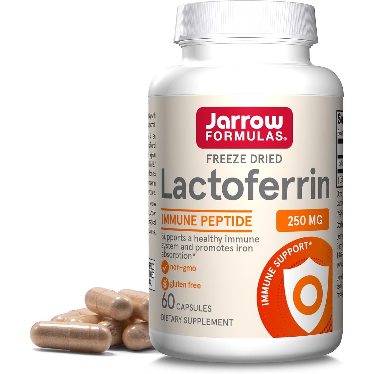 Buy now Jarrow Formulas Lactoferrin 250 mg - Immune-Supporting Glycoprotein - for Healthy Immune System Support & Iron Absorption - Freeze Dried - Gluten Free - Non-GMO - 60 Capsules (Servings) 60 Count (Pack of 1) Unflavored at indiglob india