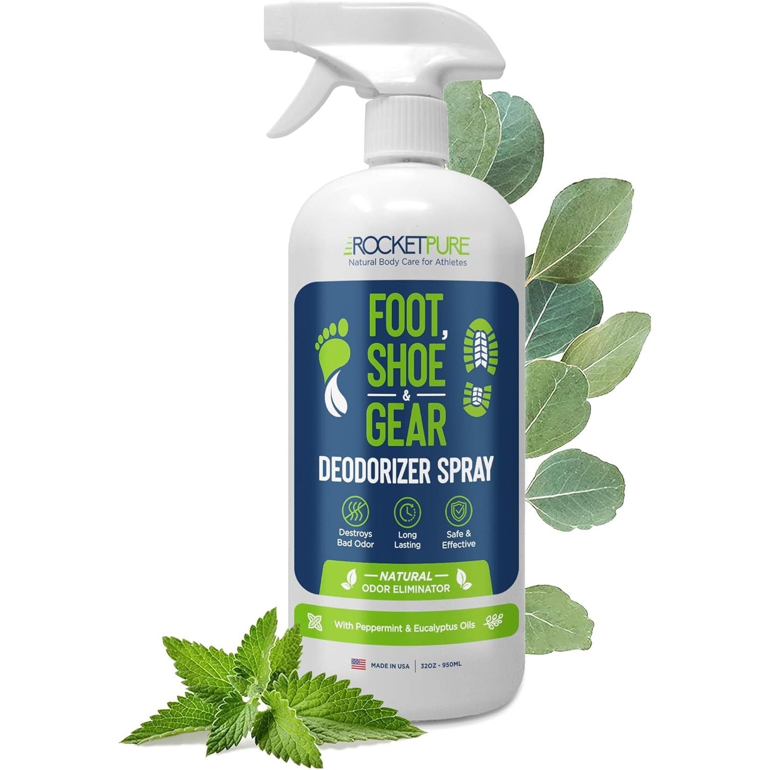 Buy now Rocket Pure Natural Foot & Shoe Deodorizer Spray - Foot Spray for Smelly Feet & Shoe Spray for Smelly Shoes - Removes, Controls & Prevents Odors - Made with Essential Oils - Made in USA (Mint, 4oz) 32 Fl Oz (Pack of 1) at indiglob india