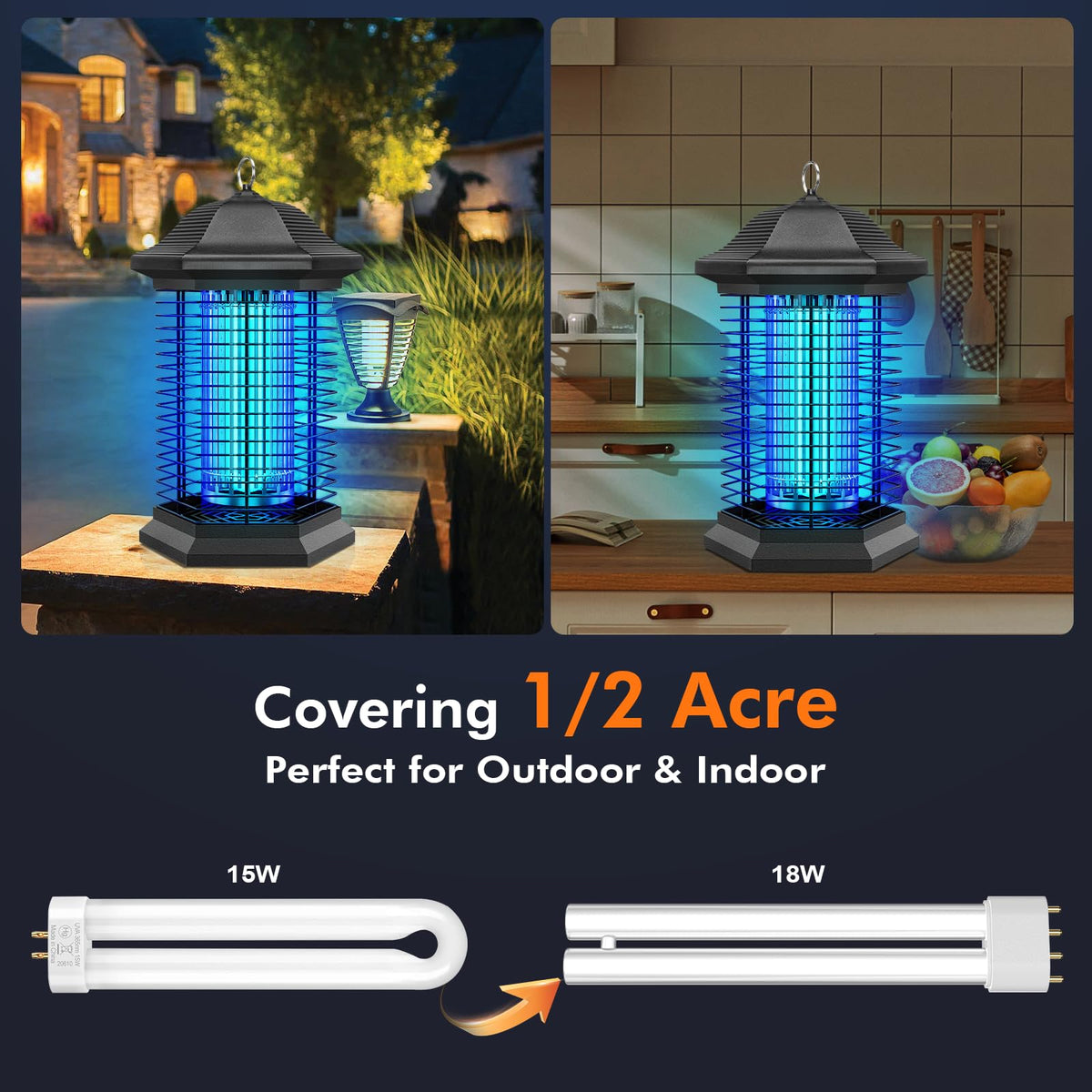 AMUFER Bug Zapper Outdoor Indoor with18W Power & 4400V Instant Grid