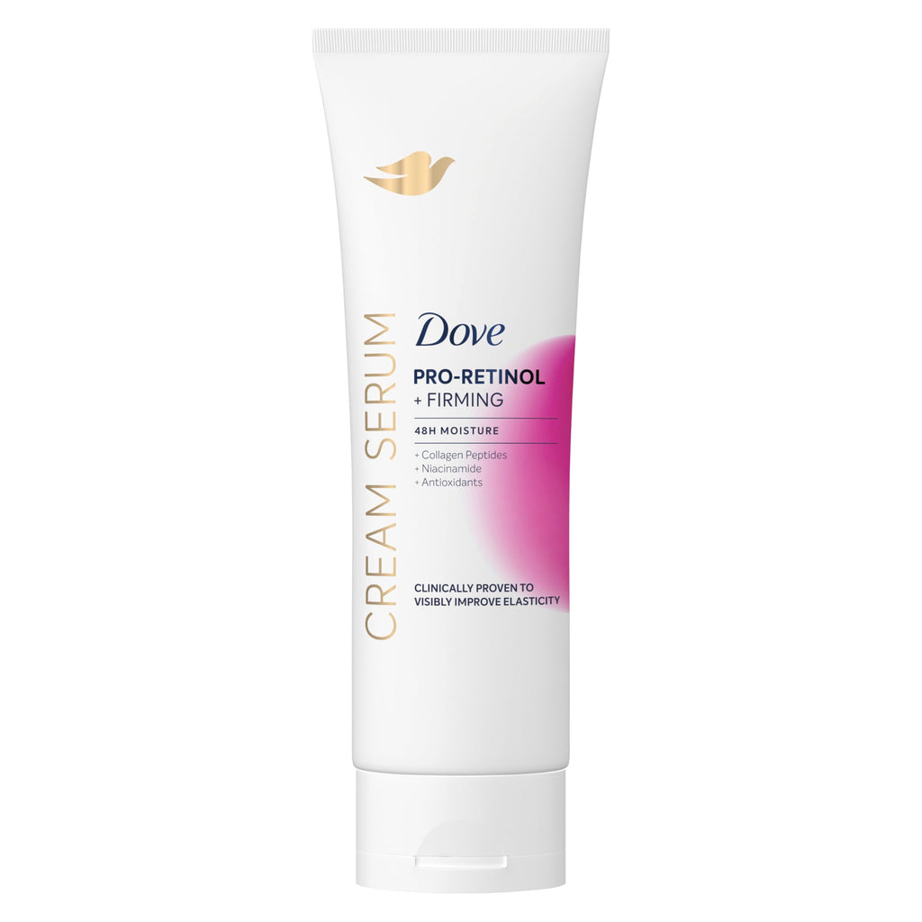 Dove Body Cream Serum Pro-Retinol + Firming Lotion for Firmness 8oz | Hydrating Lotion for Elasticity, with Collagen Peptides, Niacinamide and Antioxidants, Lightweight formula