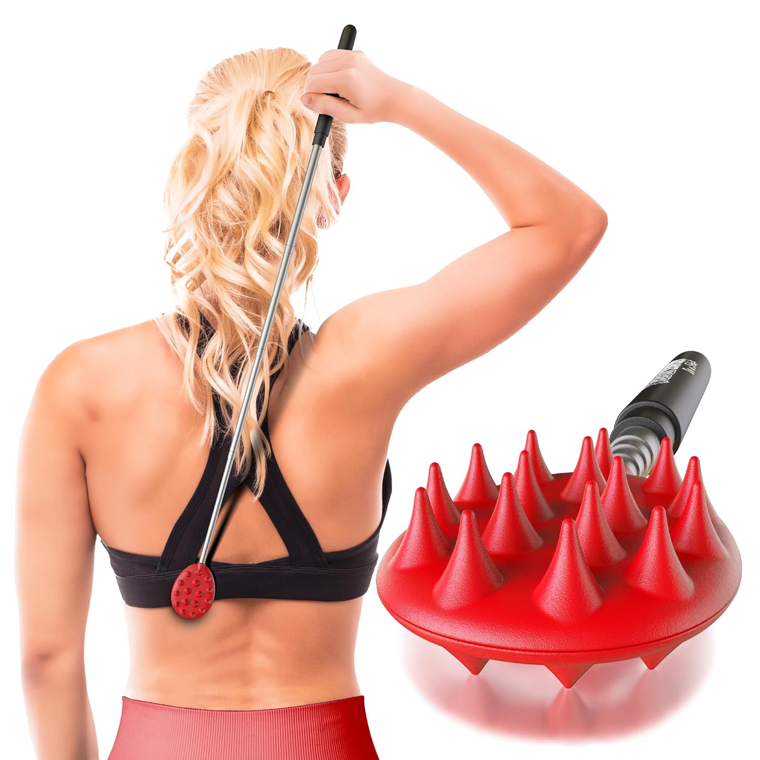 Buy now Cactus Scratcher Extendable Telescopic Back Scratcher - Extends 29" Long Double Sided Retractable Scratching Tool for Hand, Neck, Head, and Body - Universal Gift for Family, Pets, and Friends, Black Extendable Original Stick Red at indiglob india