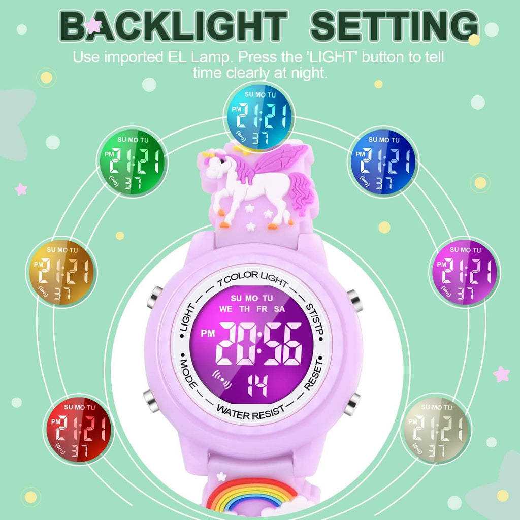 Buy now 3D Cartoon Waterproof Kids Watches with Alarm - Best Toys Gifts for Girls Age 3-10 at indiglob india