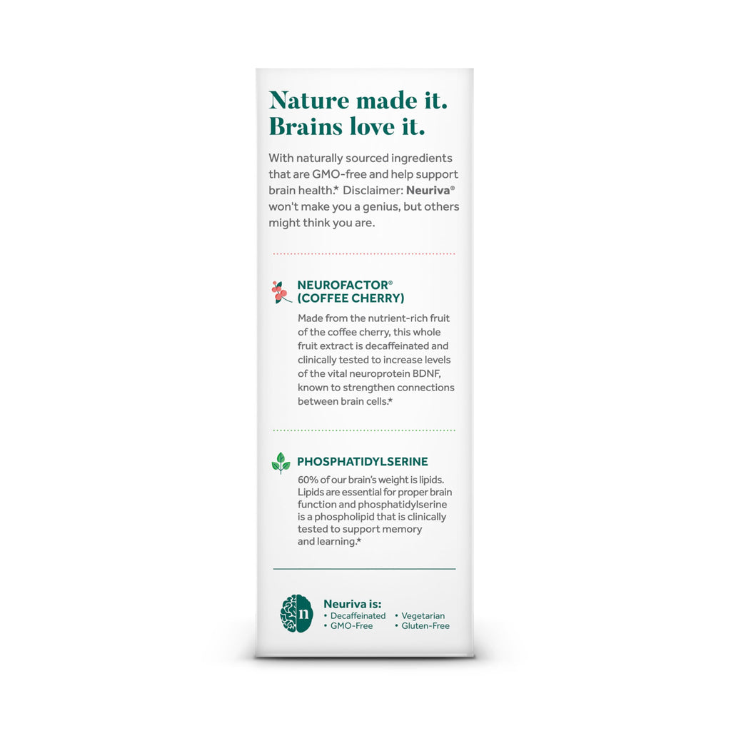 NEURIVA Original Brain Supplements - 28 Count Capsules | Brain Supplements for Memory and Focus, Phosphatidylserine, Neurofactor, Decaffeinated Nootropic, Clinically Tested