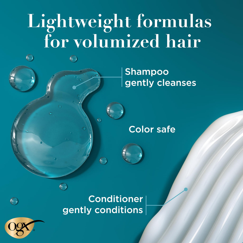 OGX Thick & Full + Biotin & Collagen Shampoo & Conditioner, 2 x 13 fl. oz | Shampoo & Conditioner Set, For Fine & Thinning Hair, Gives Volume & Body, Sulfate-Free, Nutrient-Infused, With Vitamin B7