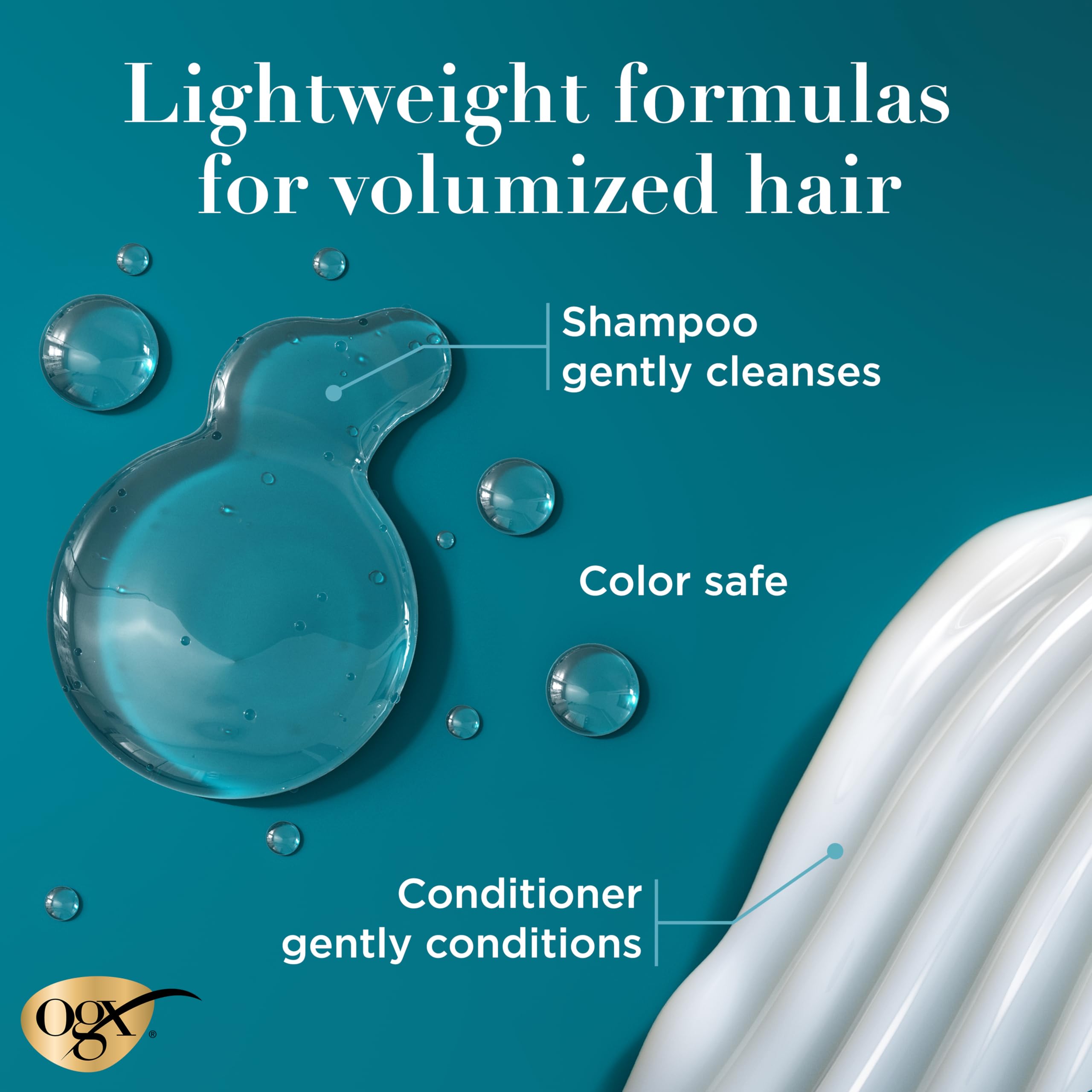 OGX Thick & Full + Biotin & Collagen Shampoo & Conditioner, 2 x 13 fl. oz | Shampoo & Conditioner Set, For Fine & Thinning Hair, Gives Volume & Body, Sulfate-Free, Nutrient-Infused, With Vitamin B7