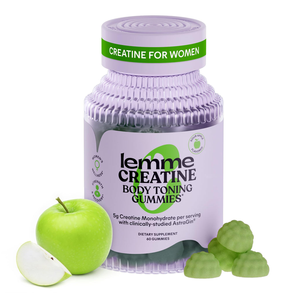 Lemme Creatine Monohydrate Gummies, Sour Strawberry (60 Gummies) | 5g Creatine for Lean Muscle, Strength, Recovery & Cognitive Health with Ginseng for Absorption. NSF Certified for Women & Men