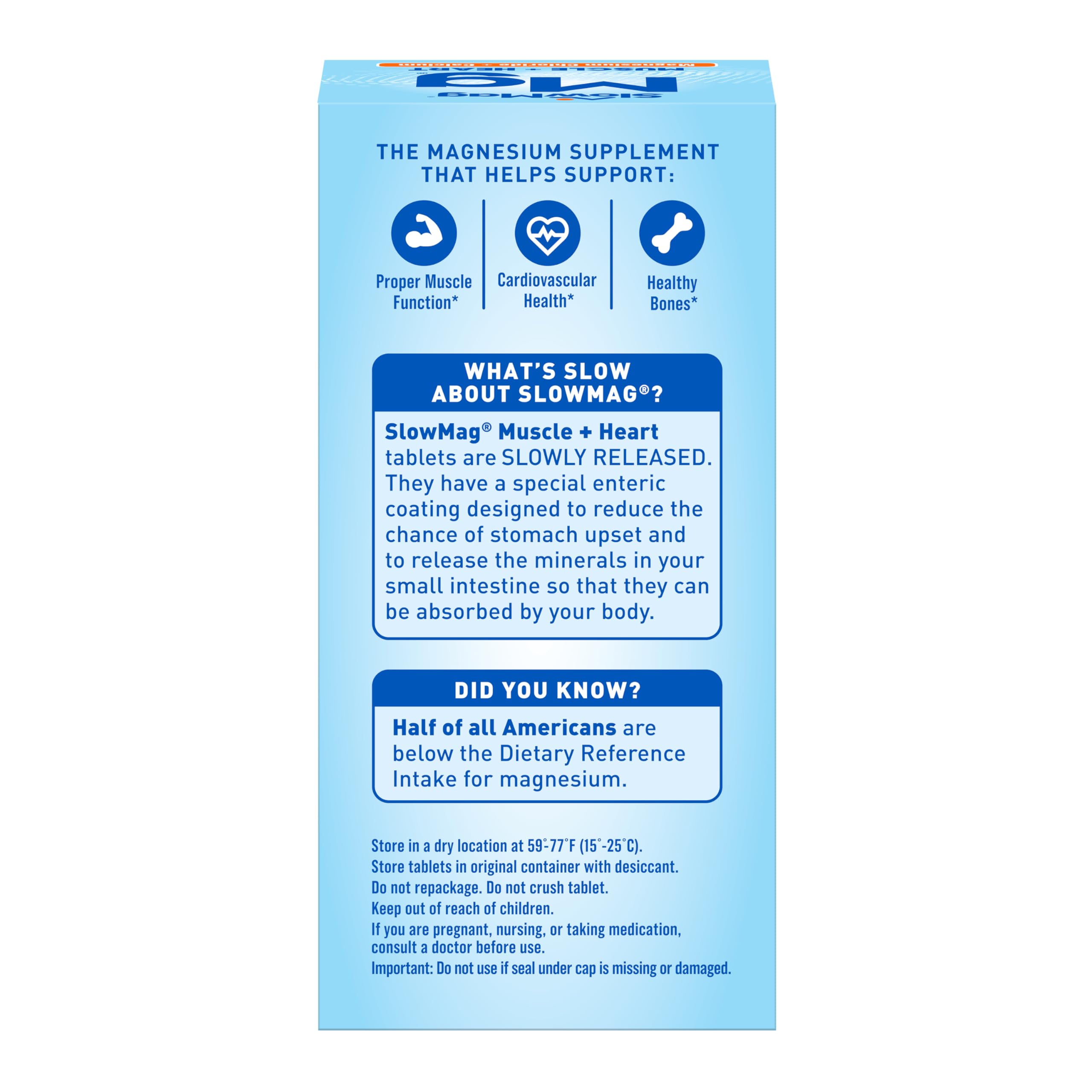 SlowMag Muscle & Heart Magnesium Chloride Supplement with Calcium, 120 Count, Supports Muscle Relaxation, Heart, Nerve & Bone Health, High Absorption