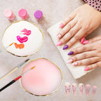 2 Pack Resin Nail Art Palette, Gold Edge Nail Polish Palette, Pink & White