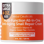 SeoulCeuticals 97.5% Snail Mucin Korean Face Moisturizer Day & Night Cream | 2oz Anti Wrinkle Anti Aging Repair, Natural Organic Cruelty Free Skin Care, K Beauty Facial Skincare for Oily Normal Dry Skin