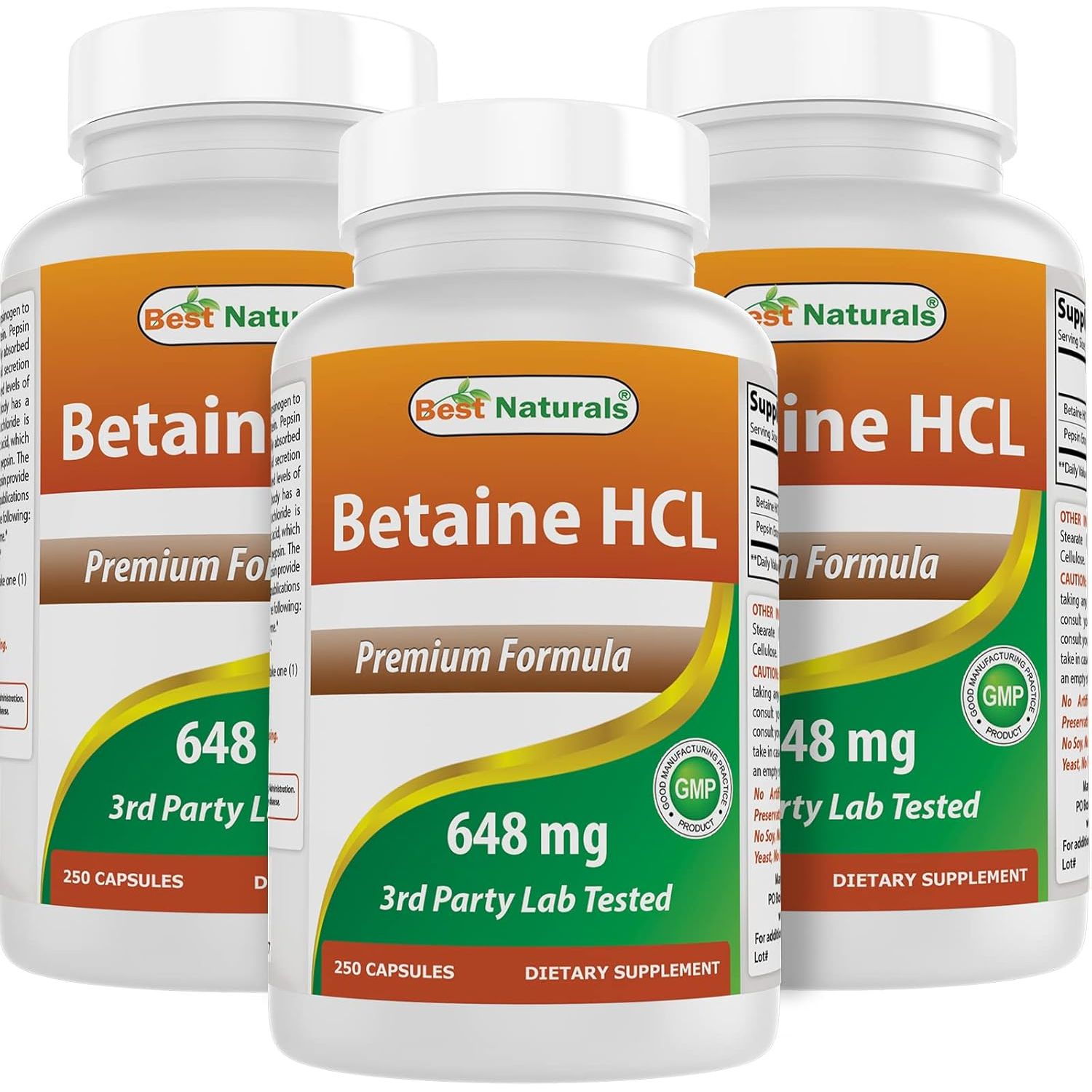 Buy now Best Naturals Betaine HCL 648 mg 250 Capsules 250 Count (Pack of 3) at indiglob india