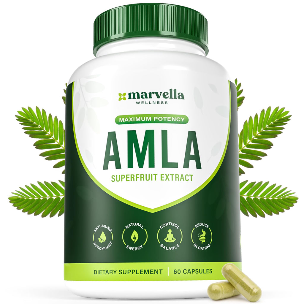 Organic Amla Capsules 1000mg – Indian Gooseberry Supplement for Antioxidant Support, Digestive Health & Natural Energy – Organic Amla Fruit Powder, 60 Capsules
