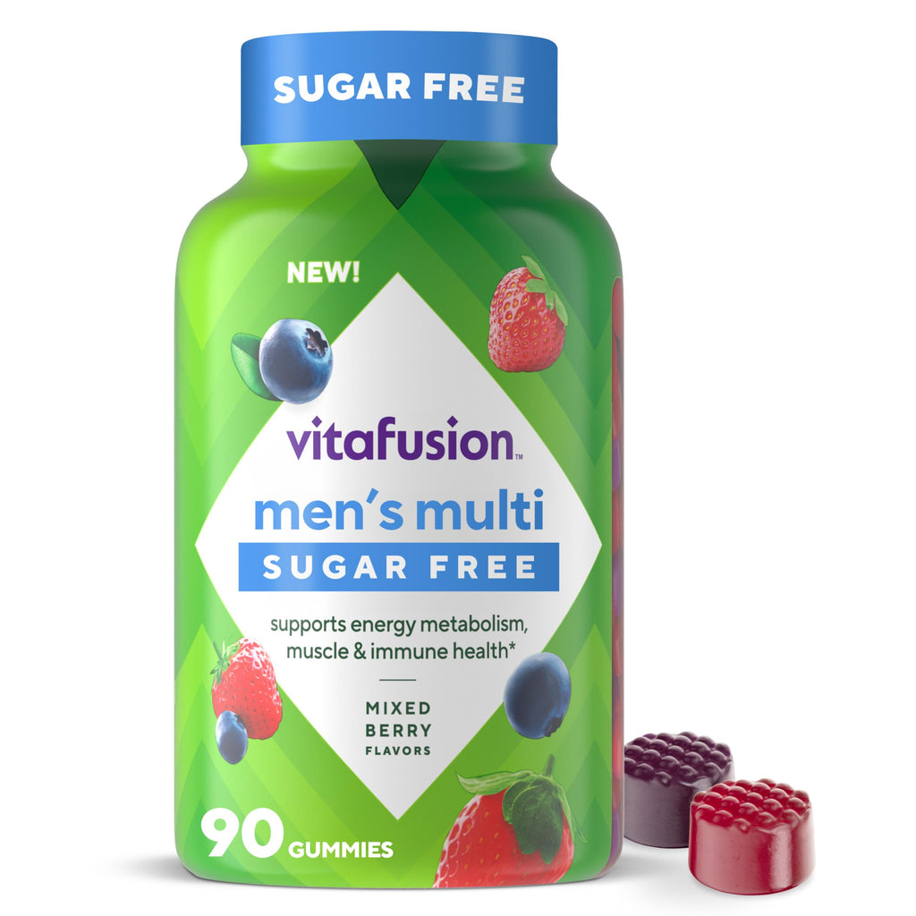 Vitafusion Sugar Free Men’s Multi Daily Gummy Multivitamins, Supports Energy Metabolism, Muscle and Immune Health (1), Mixed Berry Flavors, (Pack of 2)