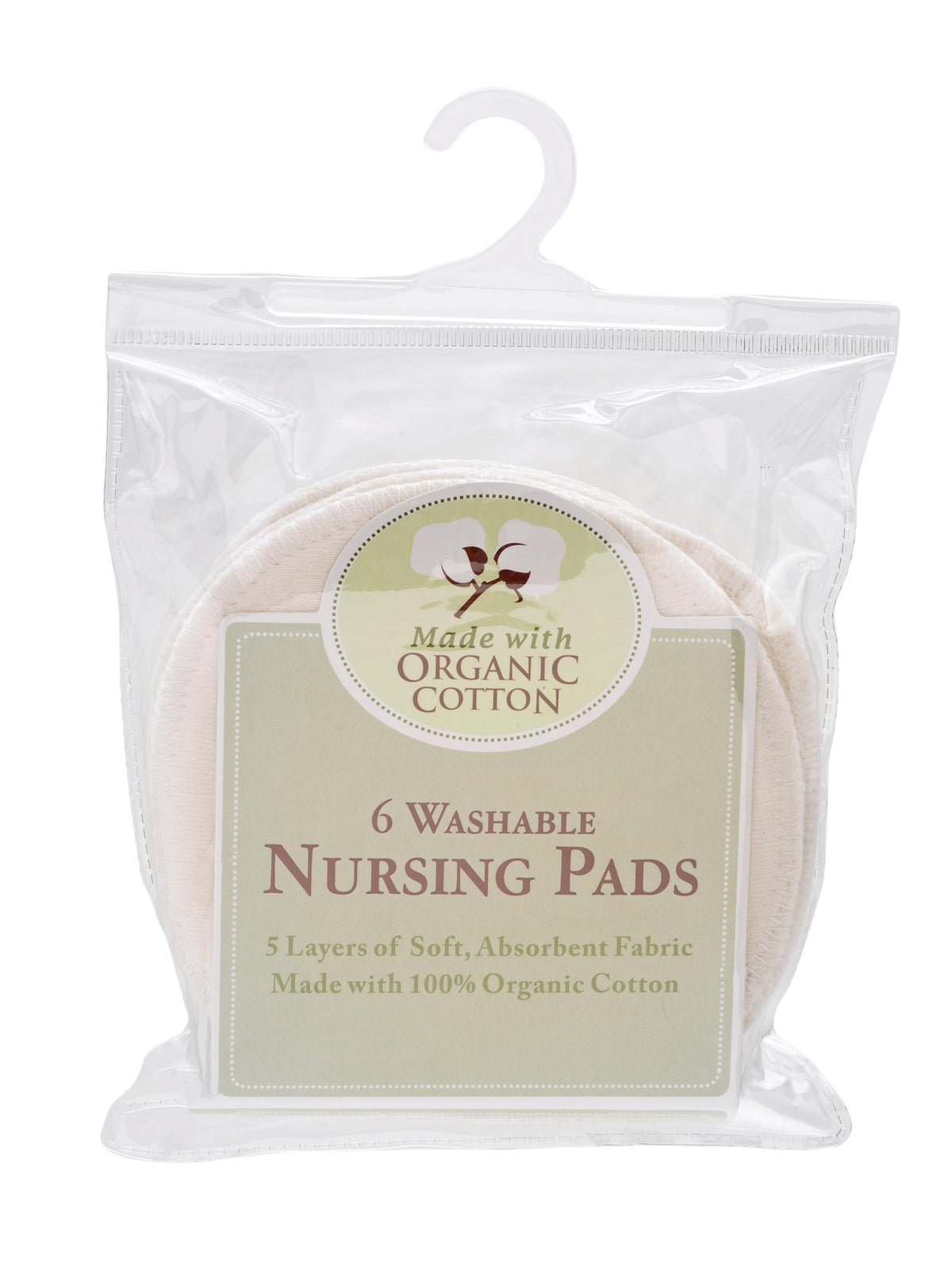 TL Care Nursing Pads Made with Organic Cotton, Natural Color, 6 Count