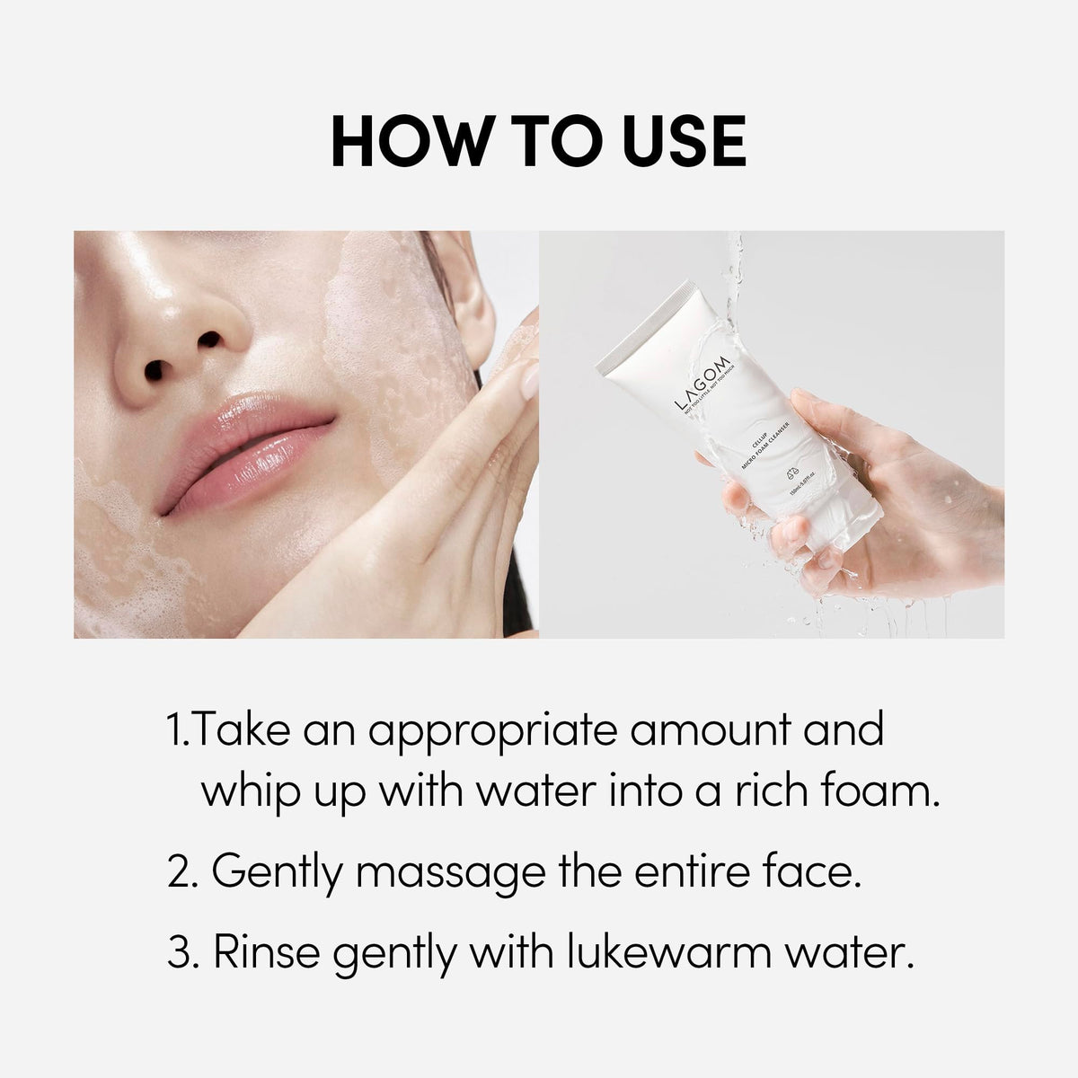 LAGOM Cellup Micro Foam Cleanser, Hydrating Deep Cleansing Face Wash, Korean Makeup Remover, Dense Soft Micro Bubbles, Ultra Fine Dust Removal 4.05 Fl Oz