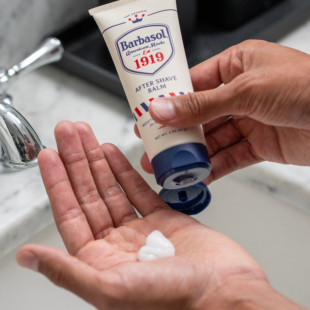 Barbasol 1919 After Shave Balm | Post Shave Balm for Men of All Skin Types | Travel Size Aftershave Cream Soothes, Moisturizes Skin w/Vitamin E, Provitamin B5, Distilled Witch Hazel, 3 OZ (Pack of 1)
