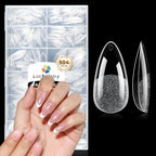 Luckyfairy Extra Short Almond Nail Tips 504pcs Soft Gel Short Nails 12 Size | Pre-Shaped Clear Press On Almond Nails, Half Matte Full Cover Short Nail Tips Acrylic, Natural Almond Shape, Nail Art DIY