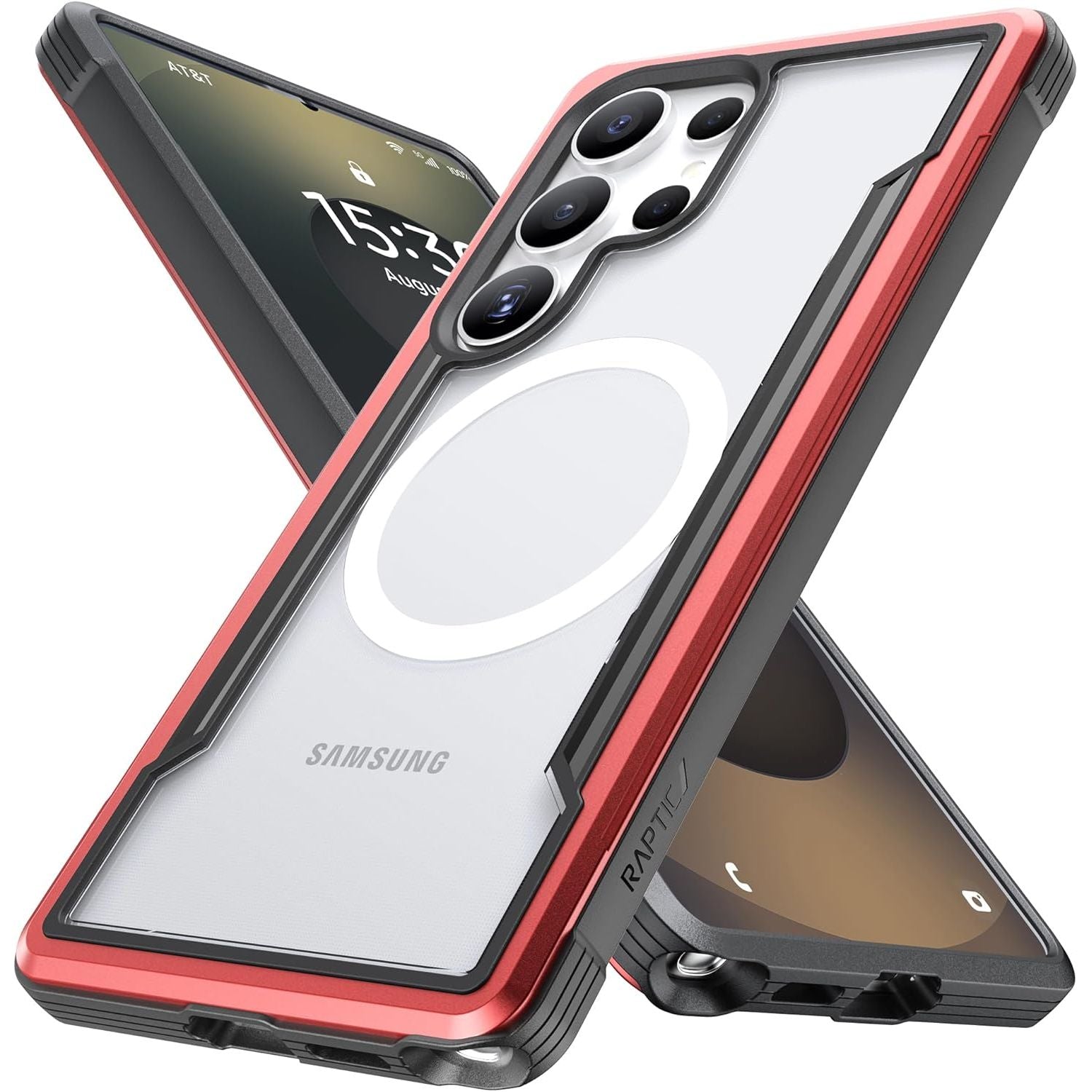 Buy now RAPTIC Shield Crystal Case for Samsung Galaxy S24 Ultra, [13FT Mil-Grade Drop Protection], [Not Yellowing Tech], Durable Anodized Shockproof Aluminum Frame Slim Samsung S24 Ultra Case, Iridescent S25 Ultra 6.9" Red at indiglob india