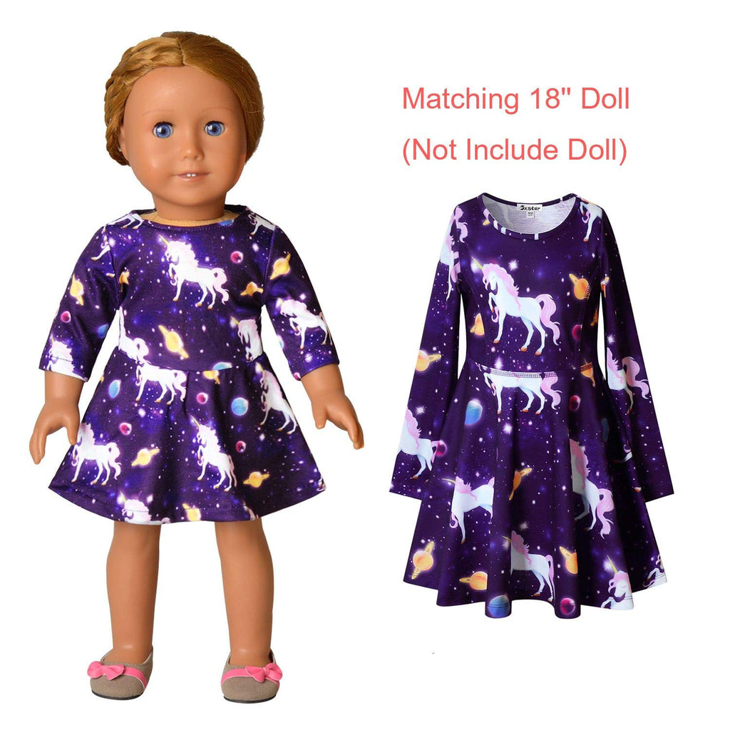 Buy now Unicorn Dresses for Girls & Doll 18 inch Long Sleeve Fall Winter Dresses 6 7 at indiglob india