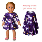 Buy now Unicorn Dresses for Girls & Doll 18 inch Long Sleeve Fall Winter Dresses 6 7 at indiglob india