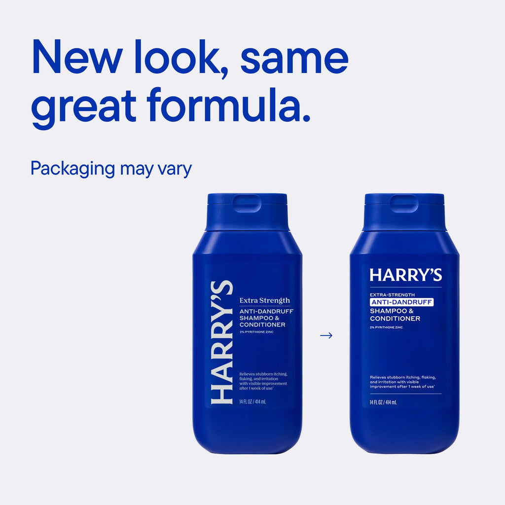 Harry's Anti-Dandruff Men's 2 in 1 Shampoo and Conditioner - 14 oz (3 Pack) | Extra-Strength - Made with 2% Pyrithione Zinc