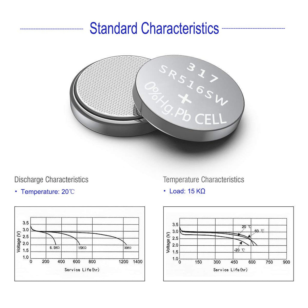 UOGTNON 317 SR516SW Watch Battery 1.5V Button Cell (10-Pack)