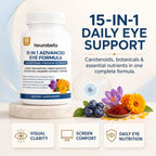 15-in-1 Advanced Eye Formula, Eye Vitamins with Lutein, Zeaxanthin & Meso-Zeaxanthin, Bilberry, Saffron & Astaxanthin, Eye Care Health Support and Mineral Supplement, 60 Capsules