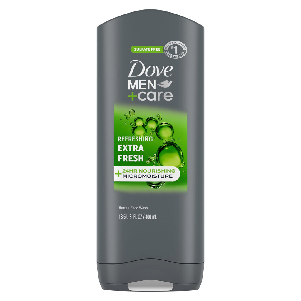 DOVE MEN + CARE Body and Face Wash Refreshing Extra Fresh Body Wash13.5 oz | For Men with 24-Hour Nourishing Micromoisture Technology