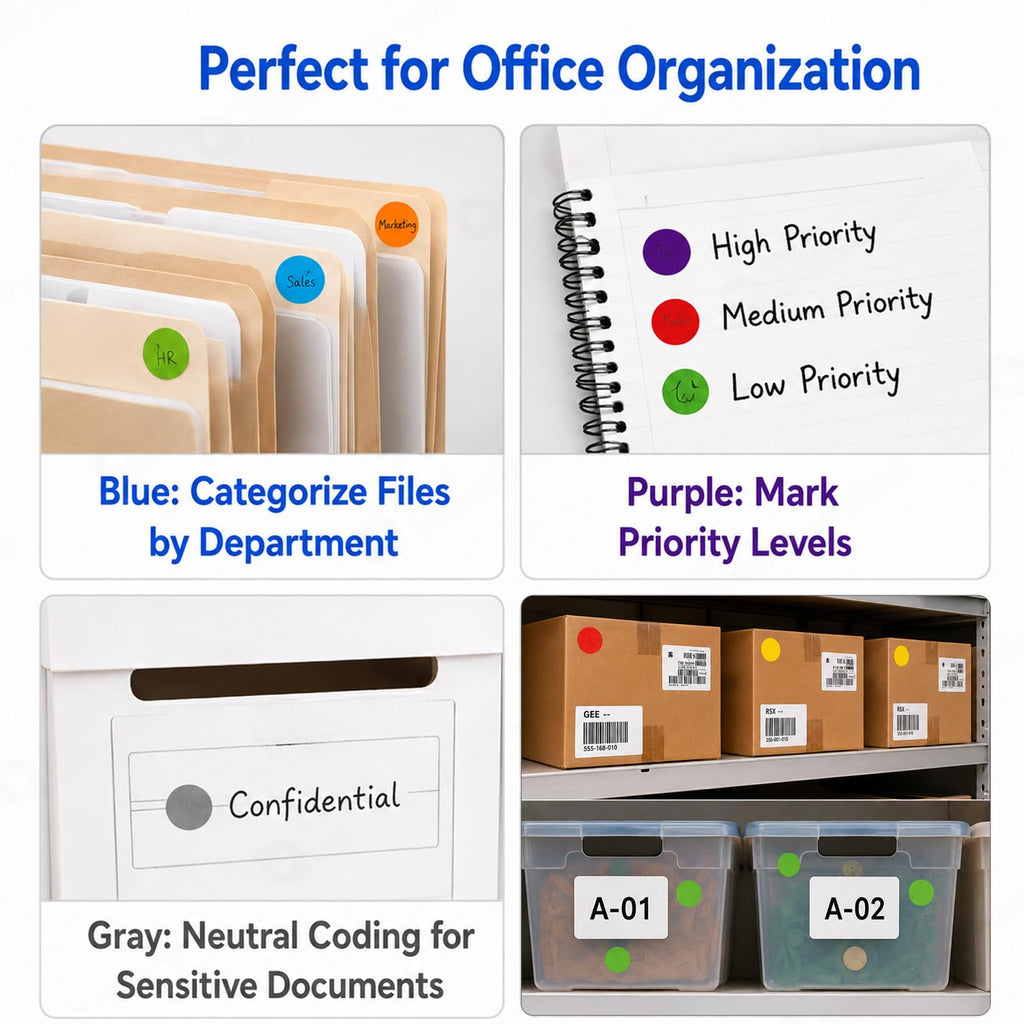 Dot Stickers Colorful Round, 1000PCS 3/4 Inch Color Coding Labels for Office, Classroom Decor, and Organizing,10 Assorted Colors Circle Sticker