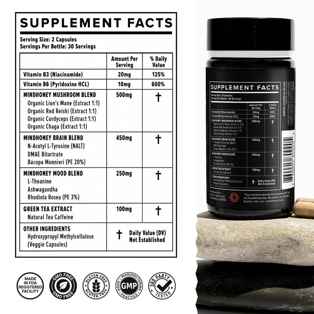 MINDHONEY | DOSE Daily Nootropic Brain Supplement | Focus, Energy, & Memory