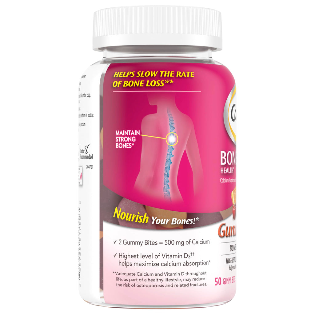 Caltrate Gummy Bites 600 Plus D3 Vitamin D and Calcium Supplement, 50 Count | Highest Level of Vitamin D3, Maximizes Calcium Absorption to Support Strong Bones and Daily Function