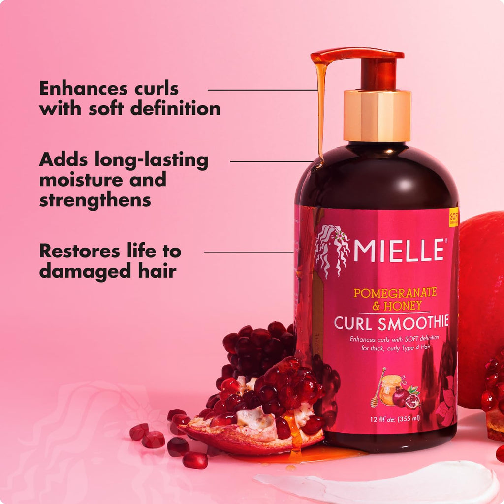 Mielle Organics Pomegranate & Honey Leave-In Conditioner for Curly Hair - Moisturizing Detangler & Curly Hair Treatment to Help Repair Damage, Prevent Frizz & Improve Shine, 12 Fl Oz