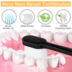 Buy now Adult Extra Soft Toothbrush with 20000 Soft Bristles, (Pack of 6) Micro Nano Manual Toothbrushes for Protect Sensitive Gums, Black/White at indiglob india