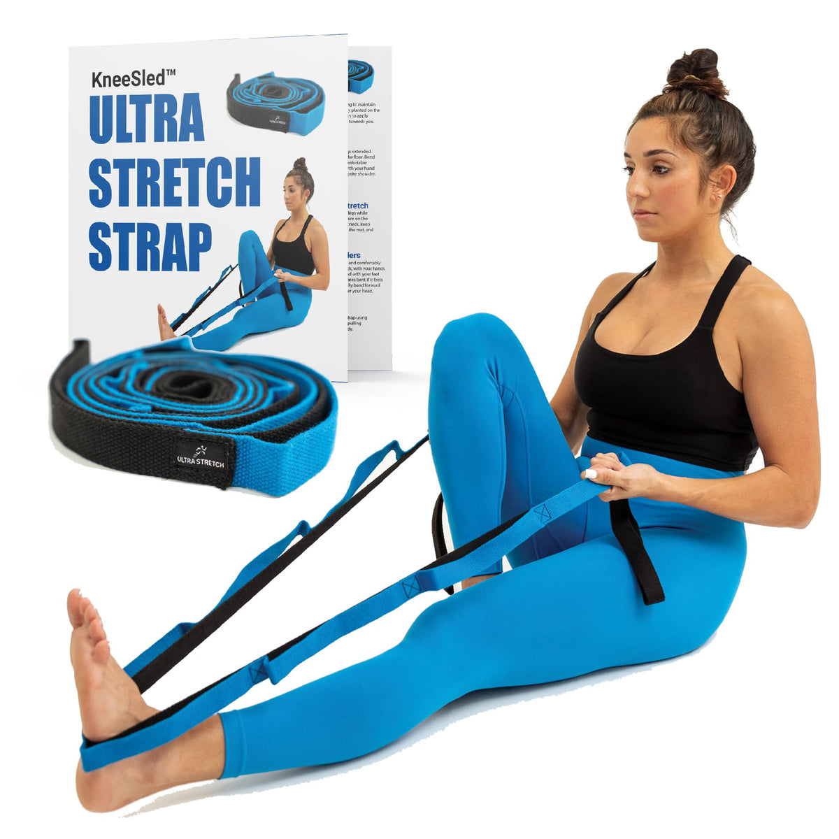 KneeSled Ultra Stretch Strap with 10 Loops, Physical Therapy Strap for Hamstring, Leg & Foot Stretching, Stretch Out Straps for PT, Yoga & Exercise Recovery