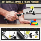 25mm Double-Faced Rubber Mallet Hammer – Soft Non-Marring Rubber Head, Lightweight & Shockproof with Non-Slip Handle, Durable Scratch-Free Tool for Jewelry, Leather, Flooring, Tile & DIY