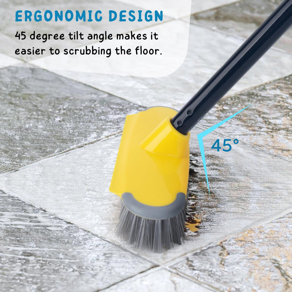 Deck Brush with Long Handle, 50'' Floor Scrub Broom for Shower, Patio