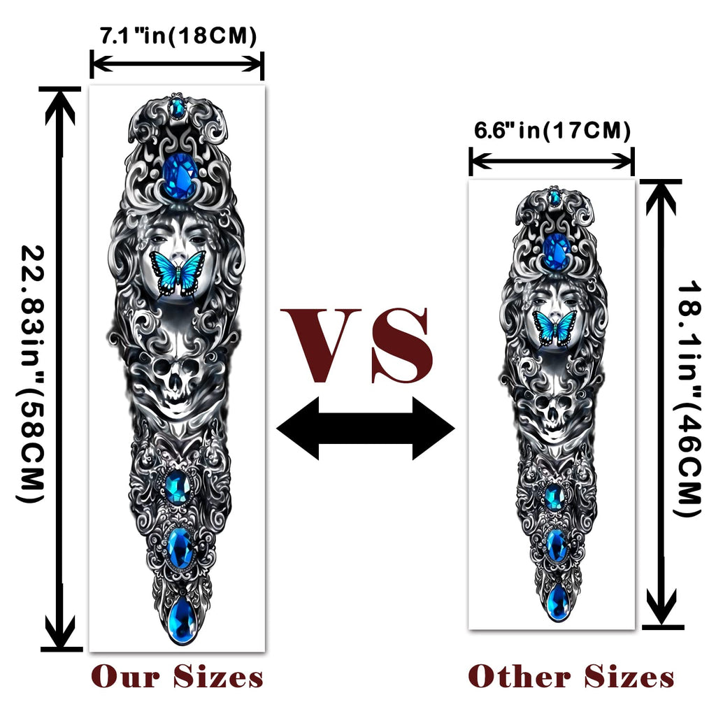 Buy now Extra Large waterproof Temporary Tattoos 8 Sheets Full Arm Fake Tattoos and 8 Sheets Half Arm Tattoo Stickers for Men and Women (22.83"X7.1") at indiglob india