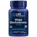 Life Extension Mega Benfotiamine, 250 mg, 120 Capsules | Fat-Soluble Thiamine, Ultra-Bioavailable Vitamin B1, Gluten-Free, Non-GMO & Vegetarian
