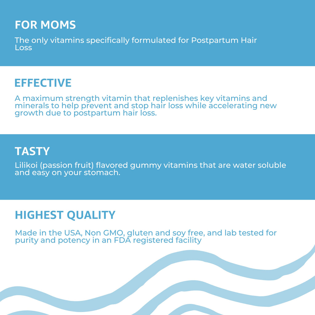 Baby Blues Postpartum Hair Loss Vitamins & Gummies for Women, Full Hair Cycle Pack, Biotin & Collagen for Hair Growth Support, Thicker Fuller-Looking Hair, 3 Month Supply, 180 Count