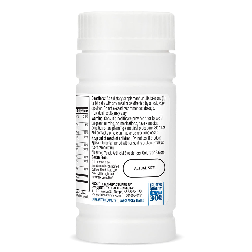 21st Century One Daily Men's Health Multivitamin Tablets, 100 Count | Complete Daily Multivitamin & Multimineral, Compare VS. One A Day® Men's, Men with Lycopene, Zinc & Lutein for Heart