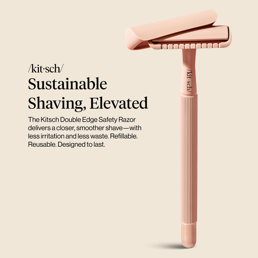 Buy now Kitsch Double Edge Safety Razors for Women and Men, Long Metal Handle and Stainless Steel Single Blade Razor with 5 Double Edge Refills, for Shaving and Travel Essentials - Terracotta at indiglob india