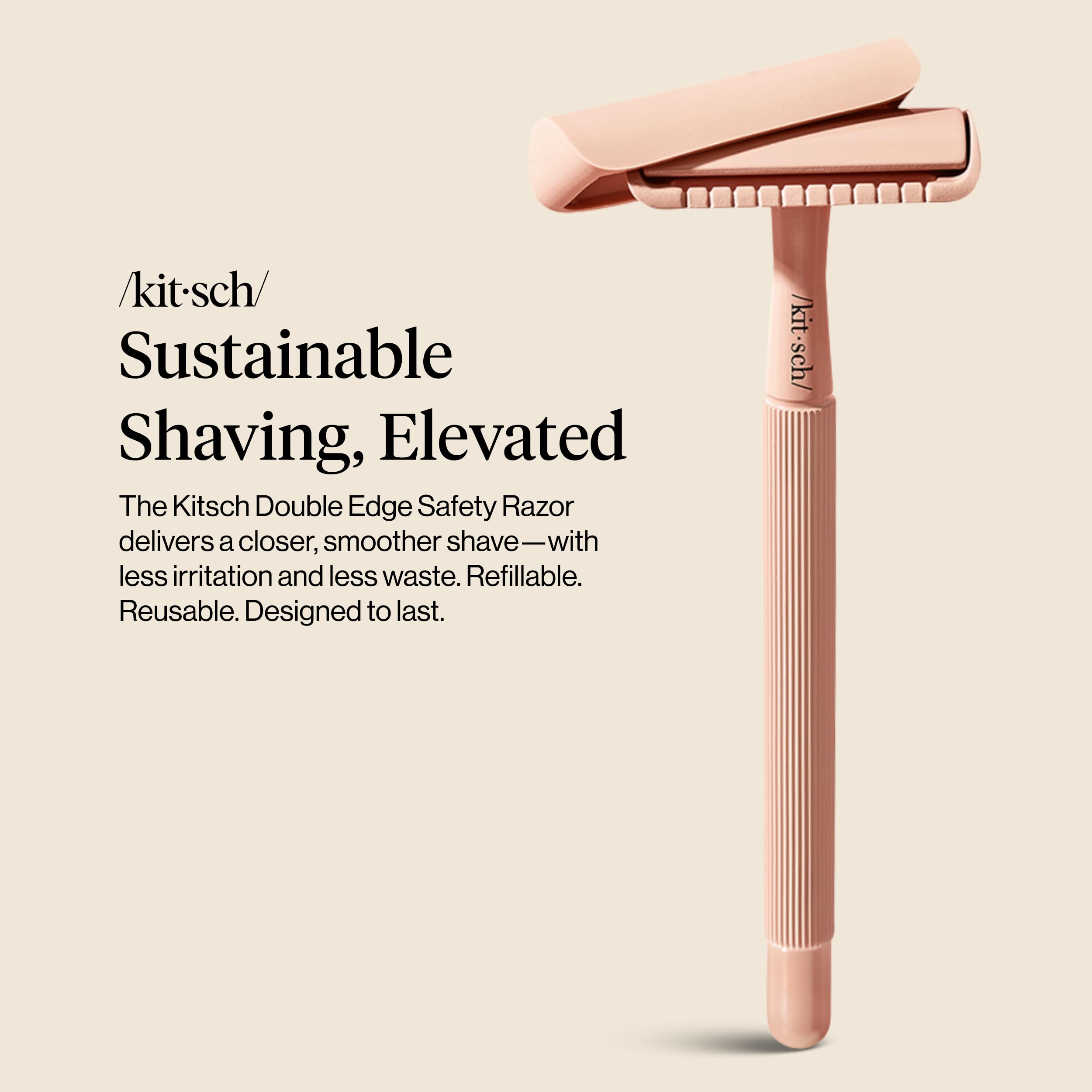 Buy now Kitsch Double Edge Safety Razors for Women and Men, Long Metal Handle and Stainless Steel Single Blade Razor with 5 Double Edge Refills, for Shaving and Travel Essentials - Terracotta at indiglob india