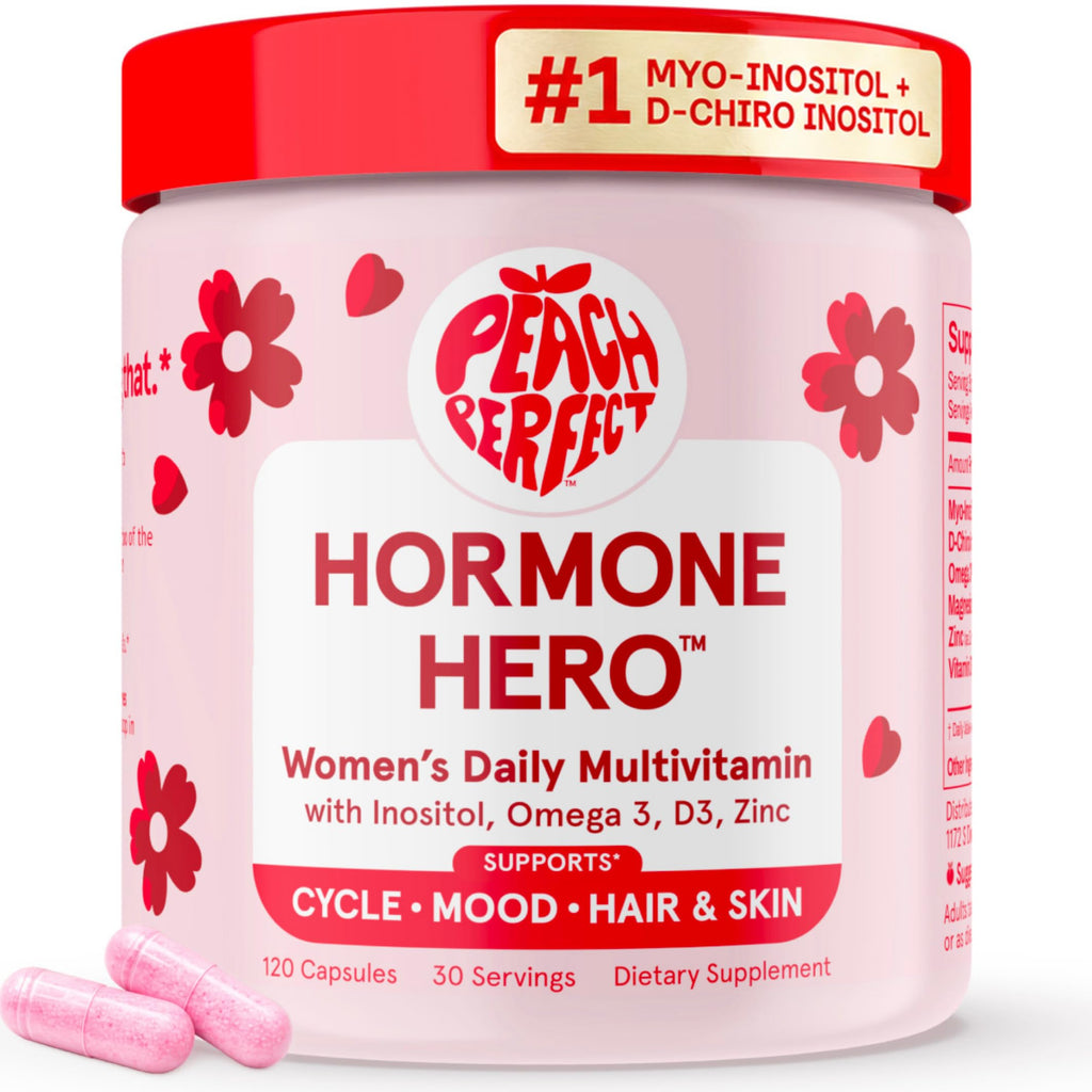 Peach Perfect Inositol Powder Multivitamin, Pink Lemonade Flavor – 4g Myo & D-Chiro Inositol, DIM, Zinc, Magnesium Glycinate, Vitamin D3 – Supports Women’s Health, Cycle, Energy, 30 SVG