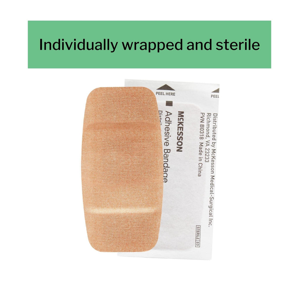 McKesson Adhesive Bandages, Sterile, Fabric, Tan, 2 x 4 in, 50 ct