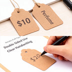 600 PCS Pre-Strung Key Tags with String Attached, Brown Kraft Paper Key Labels, Writable Blank Tags, 1.4 x 1.8 Inch for Key Organization, Inventory Management, Retail Pricing, Clothing and Jewelry