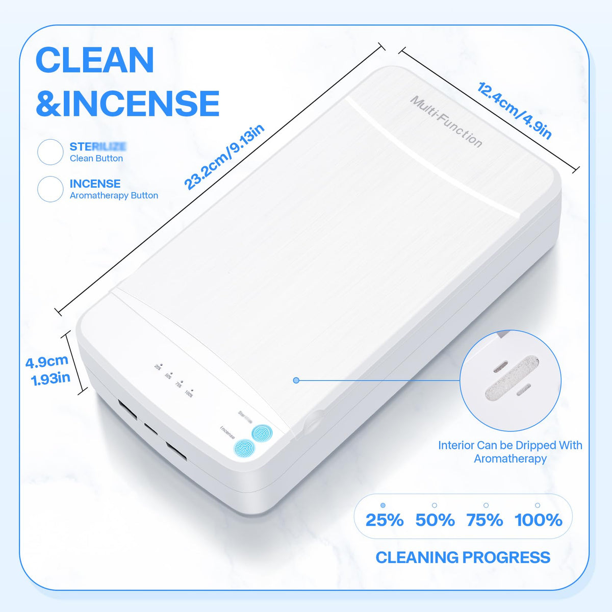 LXIANGN Nail Tool Cleaner with Blue Light, Portable USB Cleaning Box
