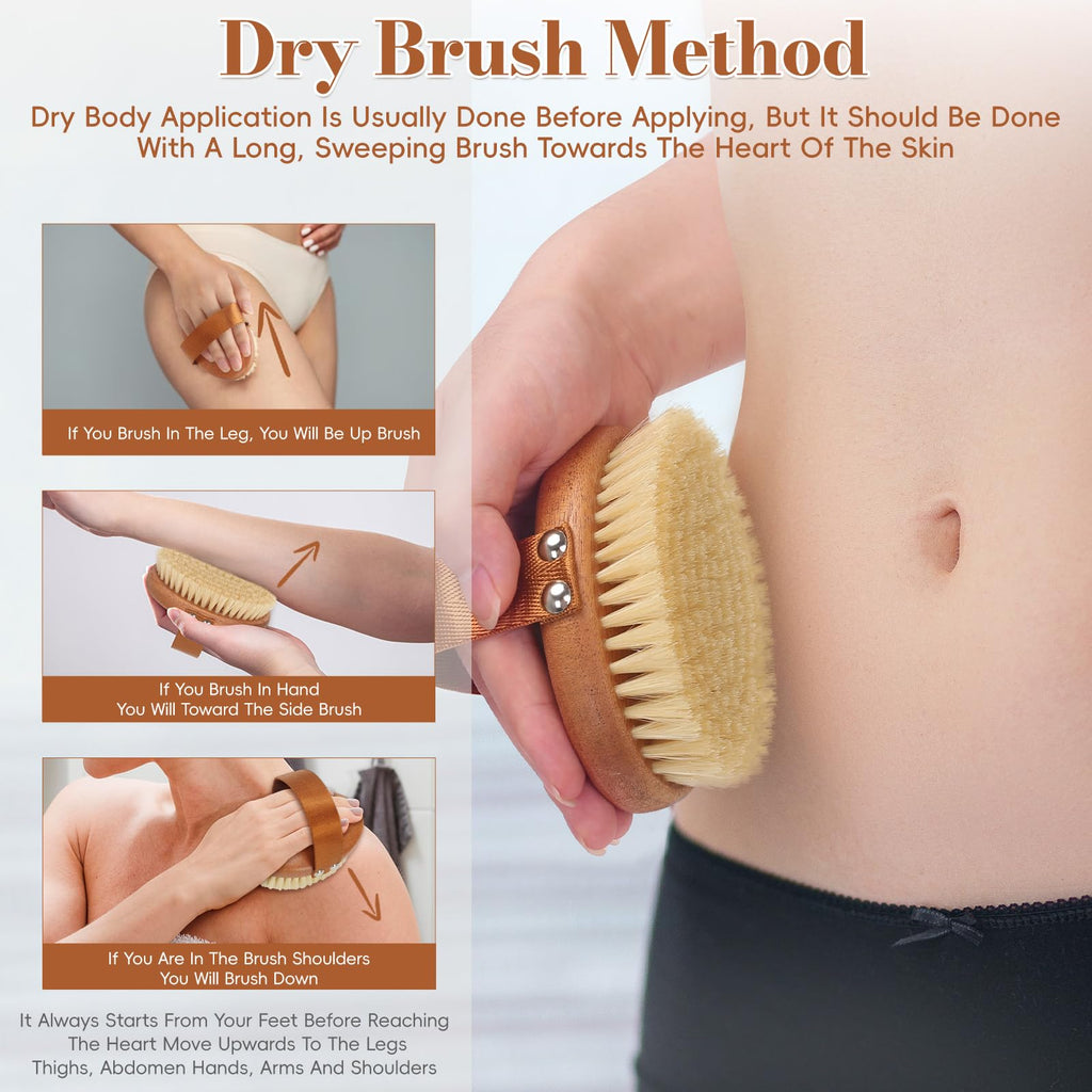 DEBETOOL Dry Brushing Body Brush for Lymphatic Drainage & Cellulite Relief