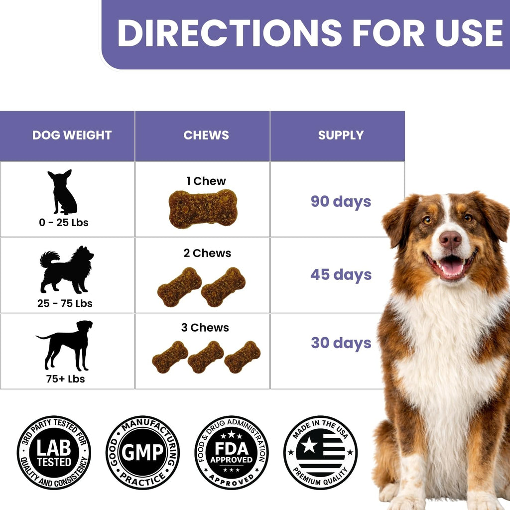 Skin & Coat Supplement for Dogs - Omega 3 6 9 Fish Oil & Vitamin E Soft Chews - Dog Itch Relief, Anti-Shedding & Shiny Coat Support for All Breeds, 90 Count
