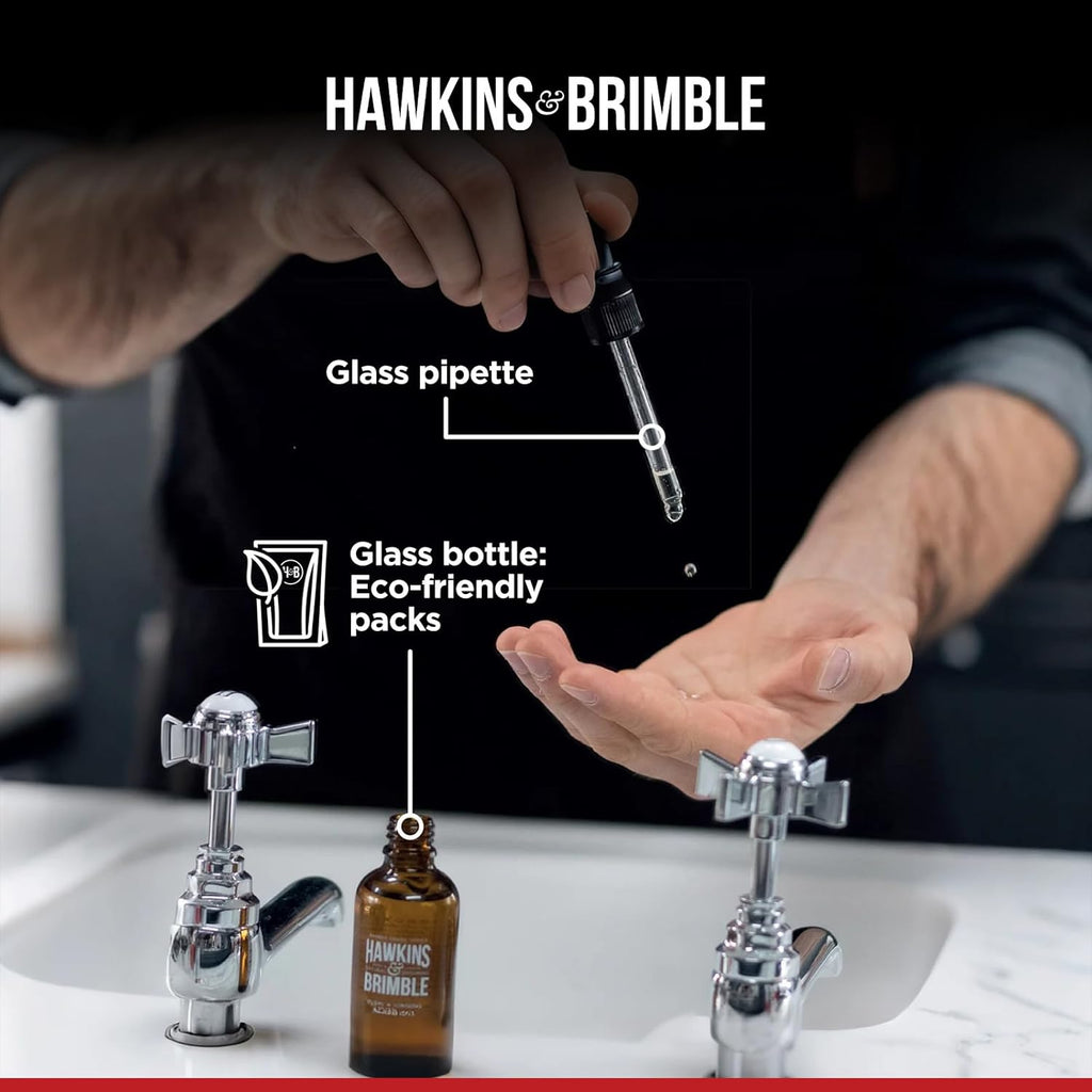 Buy now Hawkins & Brimble Beard Oil For Men Growth - Sandalwood Scent with Argan & Castor Oils, Shea Butter | Softens & Moisturizes, Promotes Healthy Beard Growth, 50ml at indiglob india