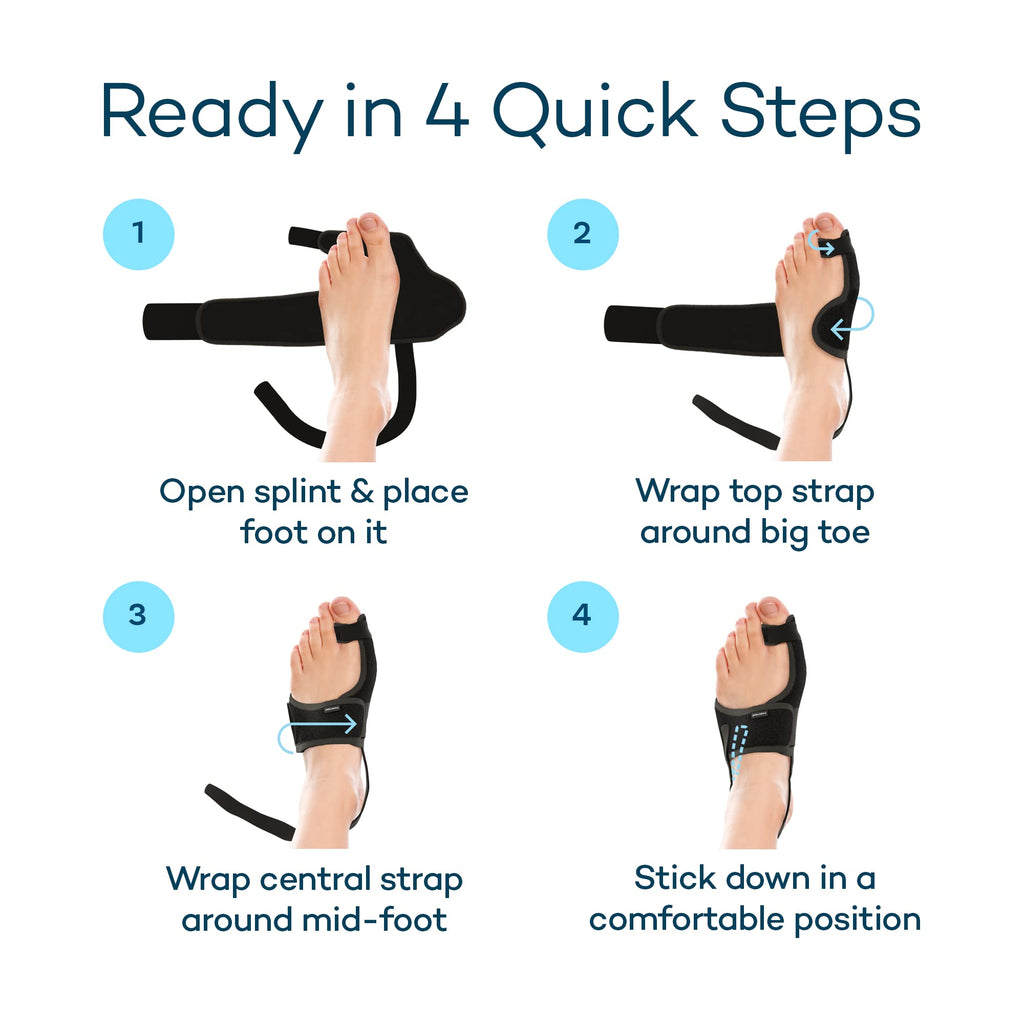 Caretras 2-Pack Bunion Corrector for Women & Men, Orthopedic Bunion Splint for Hallux Valgus Pain Relief, Big Toe Separator, Adjustable Day/Night Support, Comfortable Hammer Toe Straightener