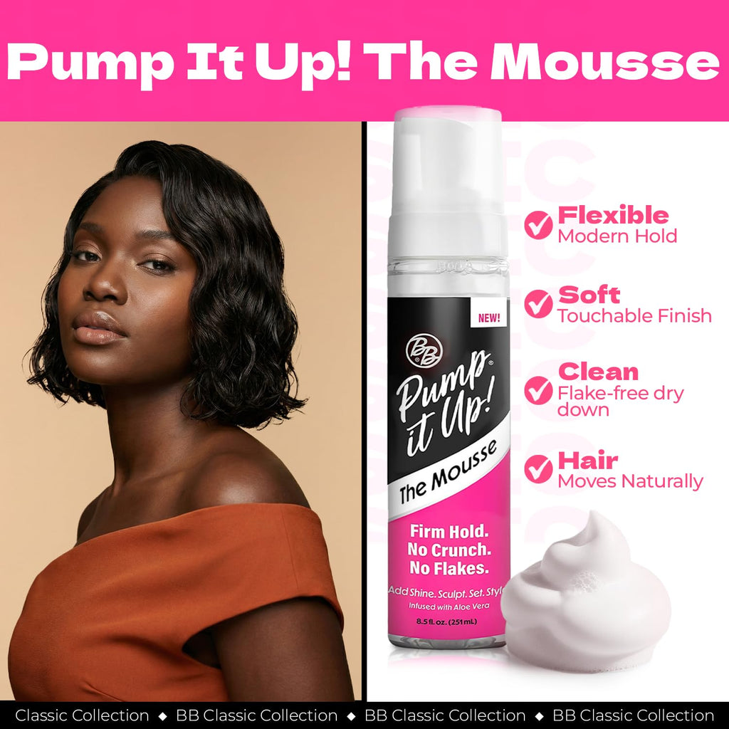 Bronner Bros Pump It Up! The Mousse for Hair Styling, Firm Hold, 8.5oz